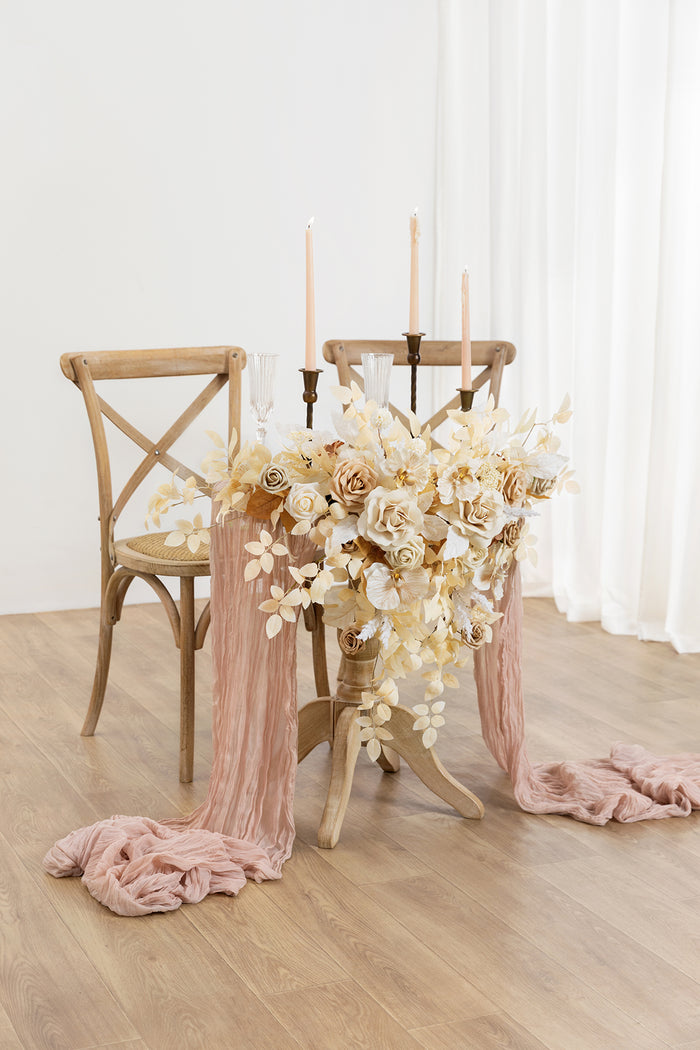 Sweetheart Table Floral Swags in Tawny Beige & Sand Beige - Image 2