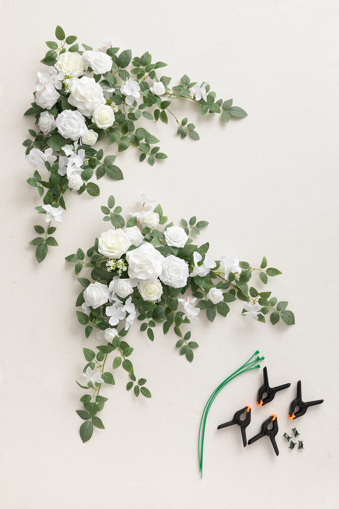 Sweetheart Table Floral Swags in White & Sage - Image 7