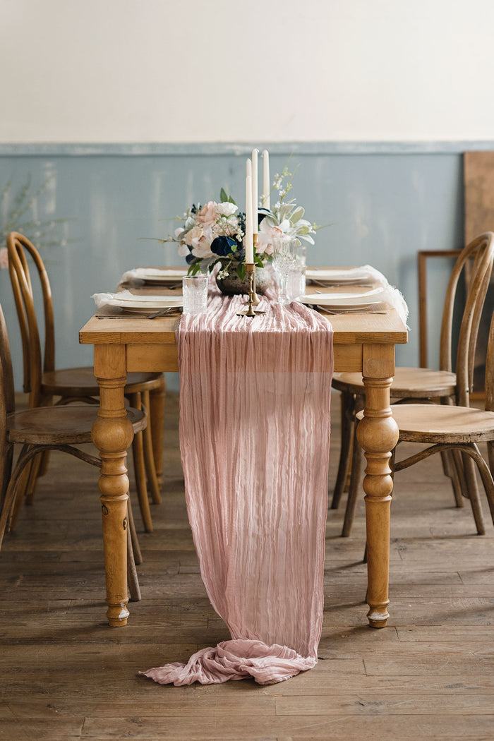 Table Linens in Dusty Rose & Navy - Image 7
