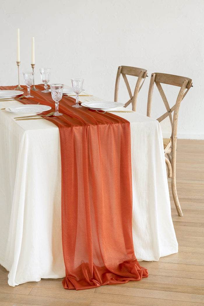 Table linens in Sunset Terracotta