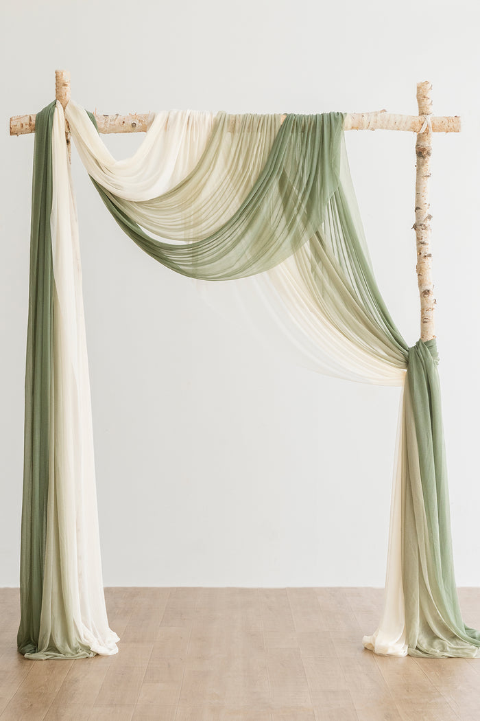 Wedding Arch Drapes in White & Sage - Image 2