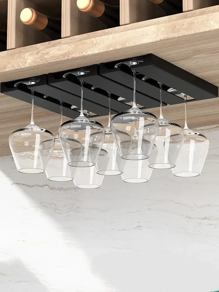 Wine Glass Holder Rack Under Shelf - No Drill Required Rieworkes