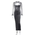Women's Plush Mesh Hollow Stitching Sexy Dress Mimarta