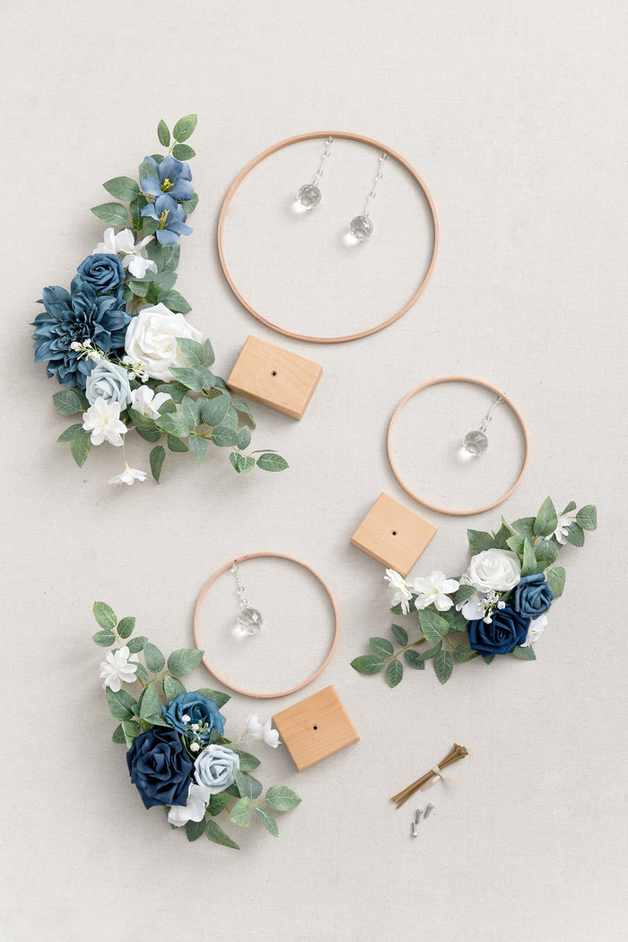 Wreath Hoop Centerpiece Set in Dusty Blue & Navy - Image 5