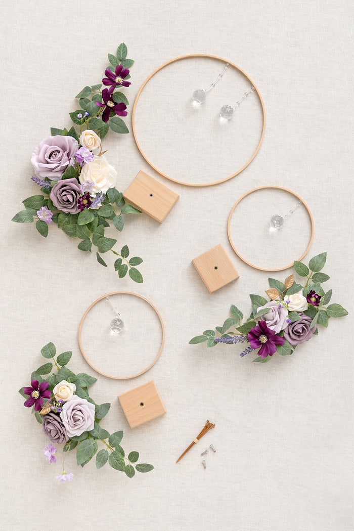 Wreath Hoop Centerpiece Set in Lilac & Gold - Image 3